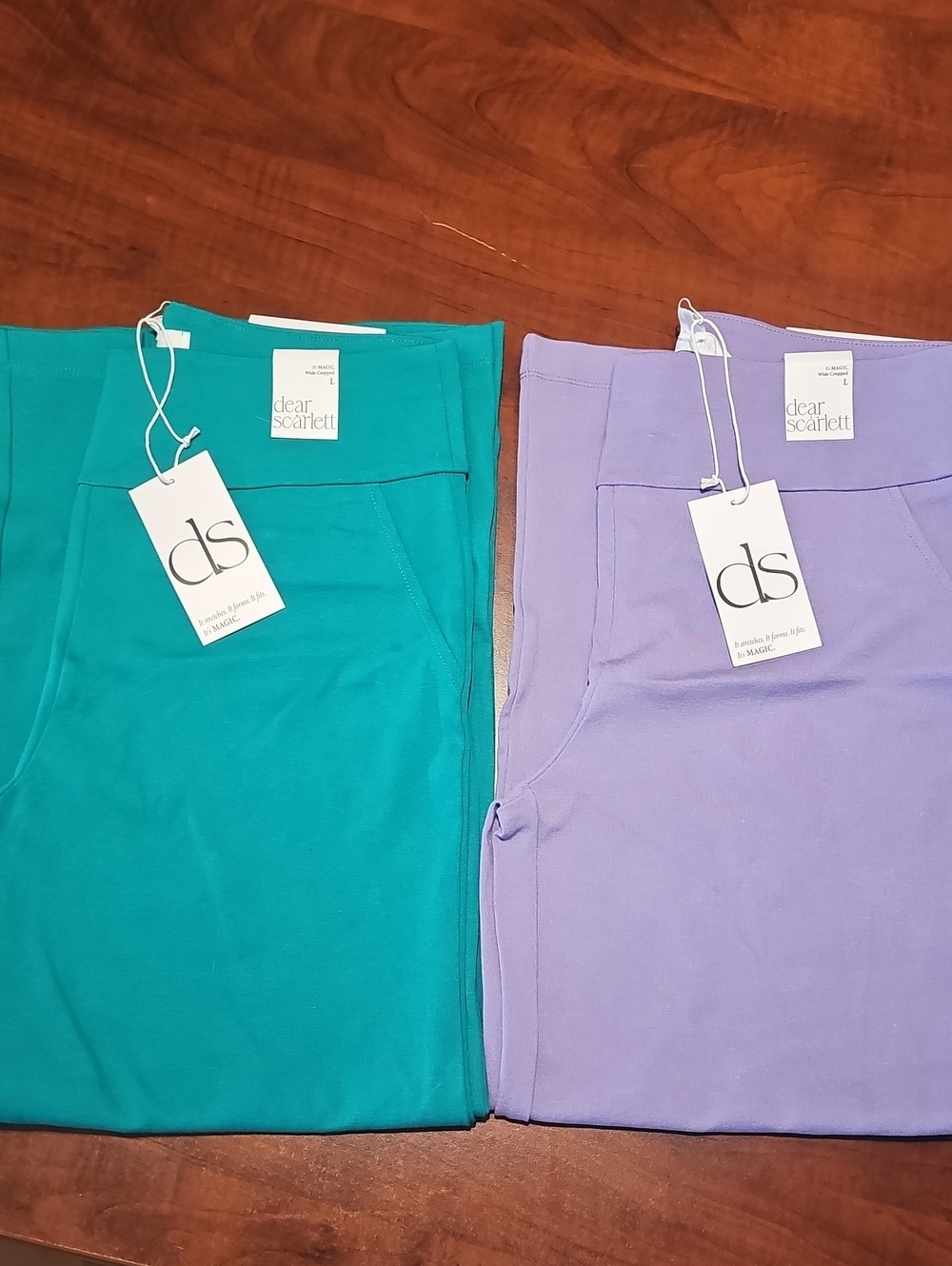 Scarlett Teal and Lavender Womans Wide Leg Capri Dress Pant